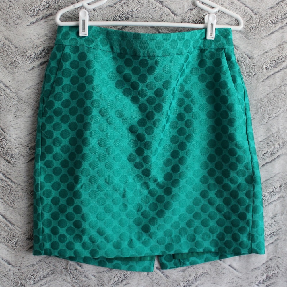 Banana Republic Teal Polka Dot Pencil Skirt